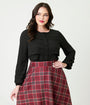 Smak Parlour Black Pleated Front Blouse