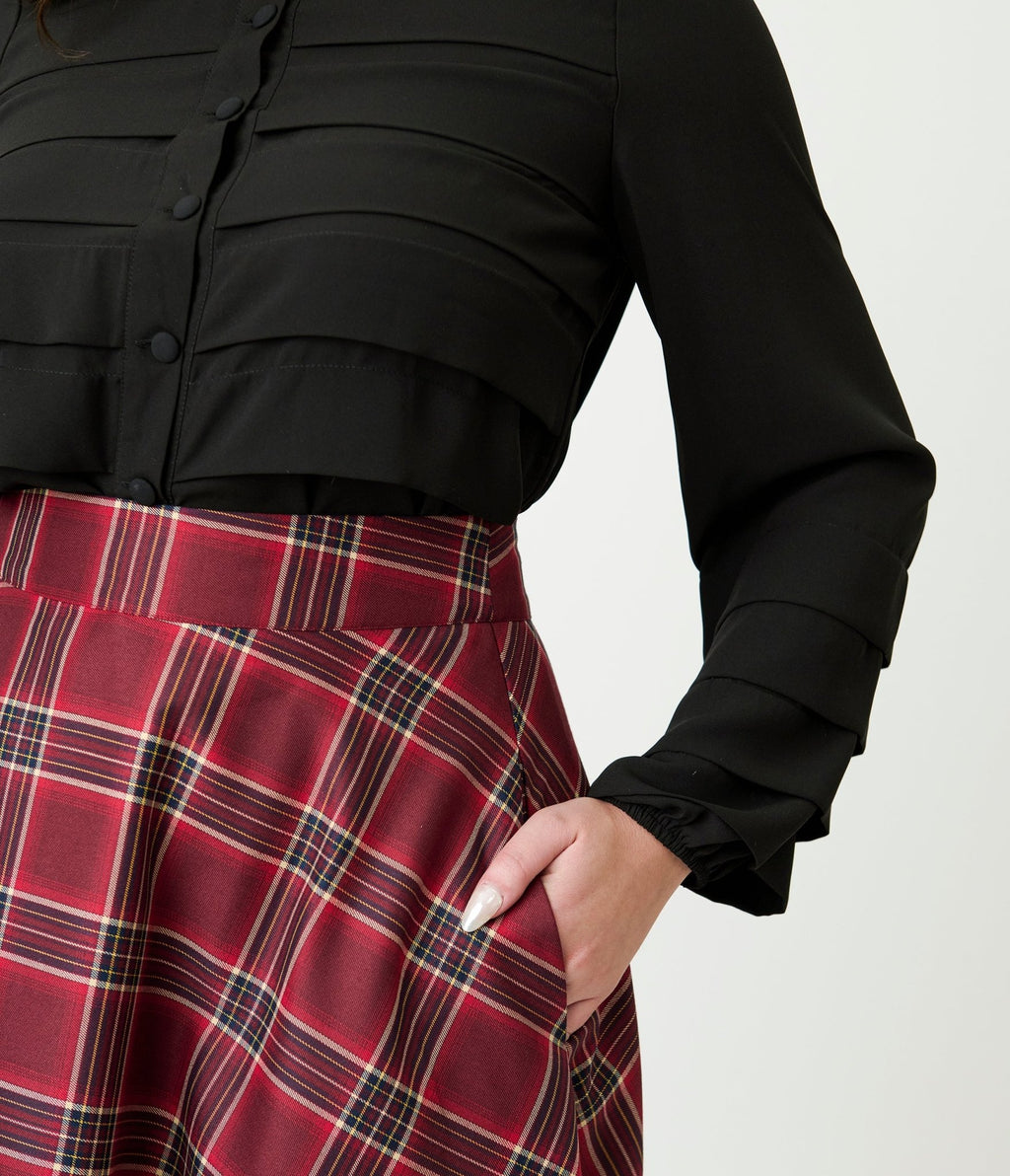 Smak Parlour Black Pleated Front Blouse - Unique Vintage - Womens, TOPS, WOVEN TOPS