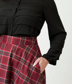 Smak Parlour Black Pleated Front Blouse - Unique Vintage - Womens, TOPS, WOVEN TOPS