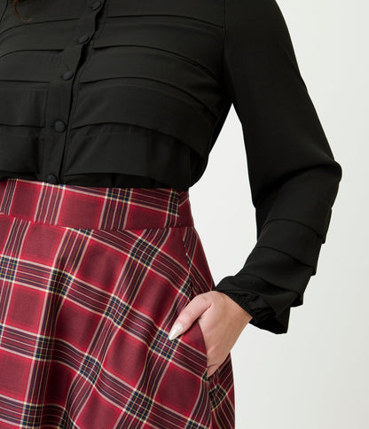 Smak Parlour Black Pleated Front Blouse - Unique Vintage - Womens, TOPS, WOVEN TOPS