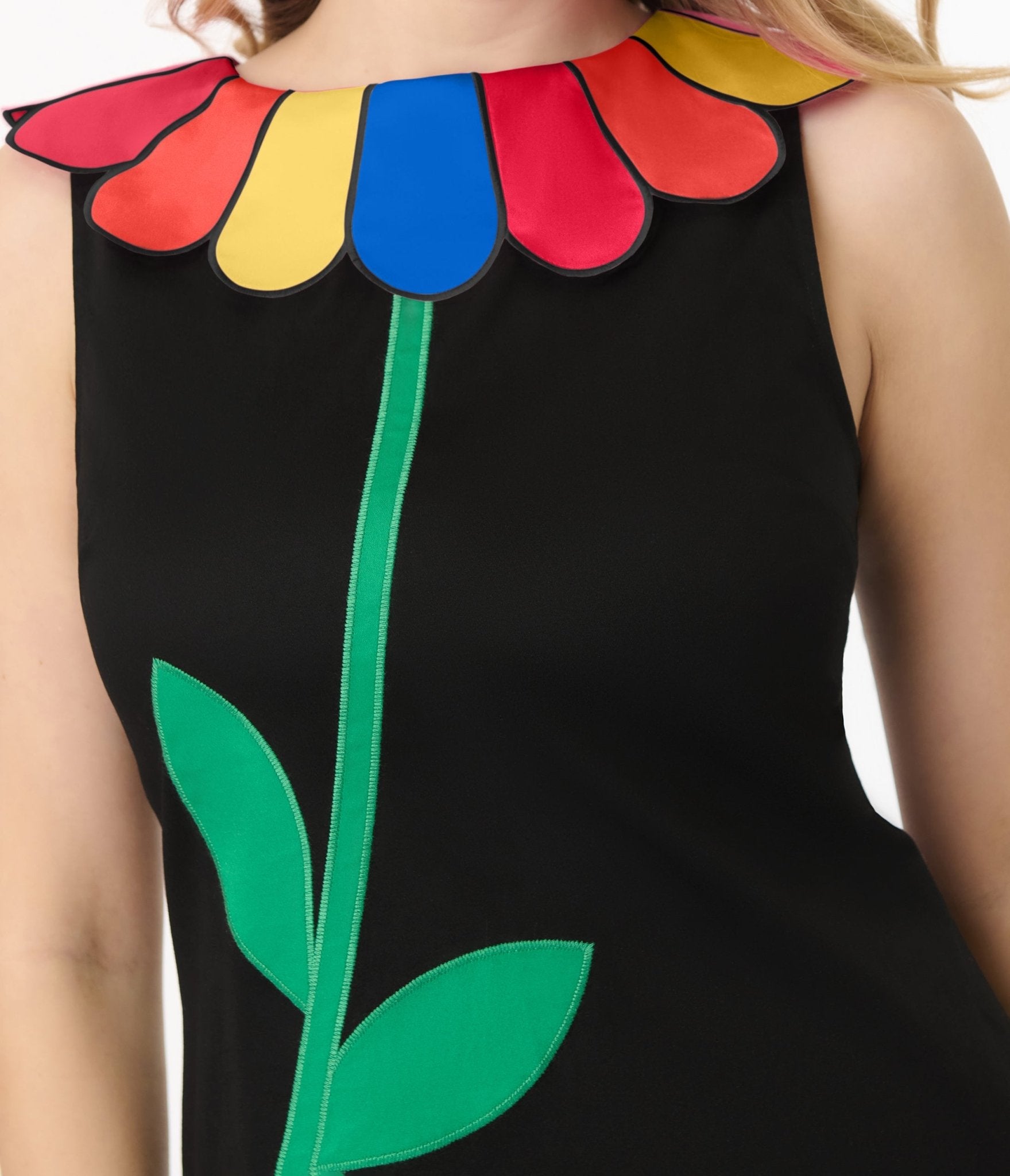 Smak Parlour Black & Rainbow Collar Shift Dress - Unique Vintage - Womens, DRESSES, SHIFTS