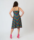 Smak Parlour Black & Rainbow Heart Chevron Midi Dress - Unique Vintage - Womens, DRESSES, MIDI