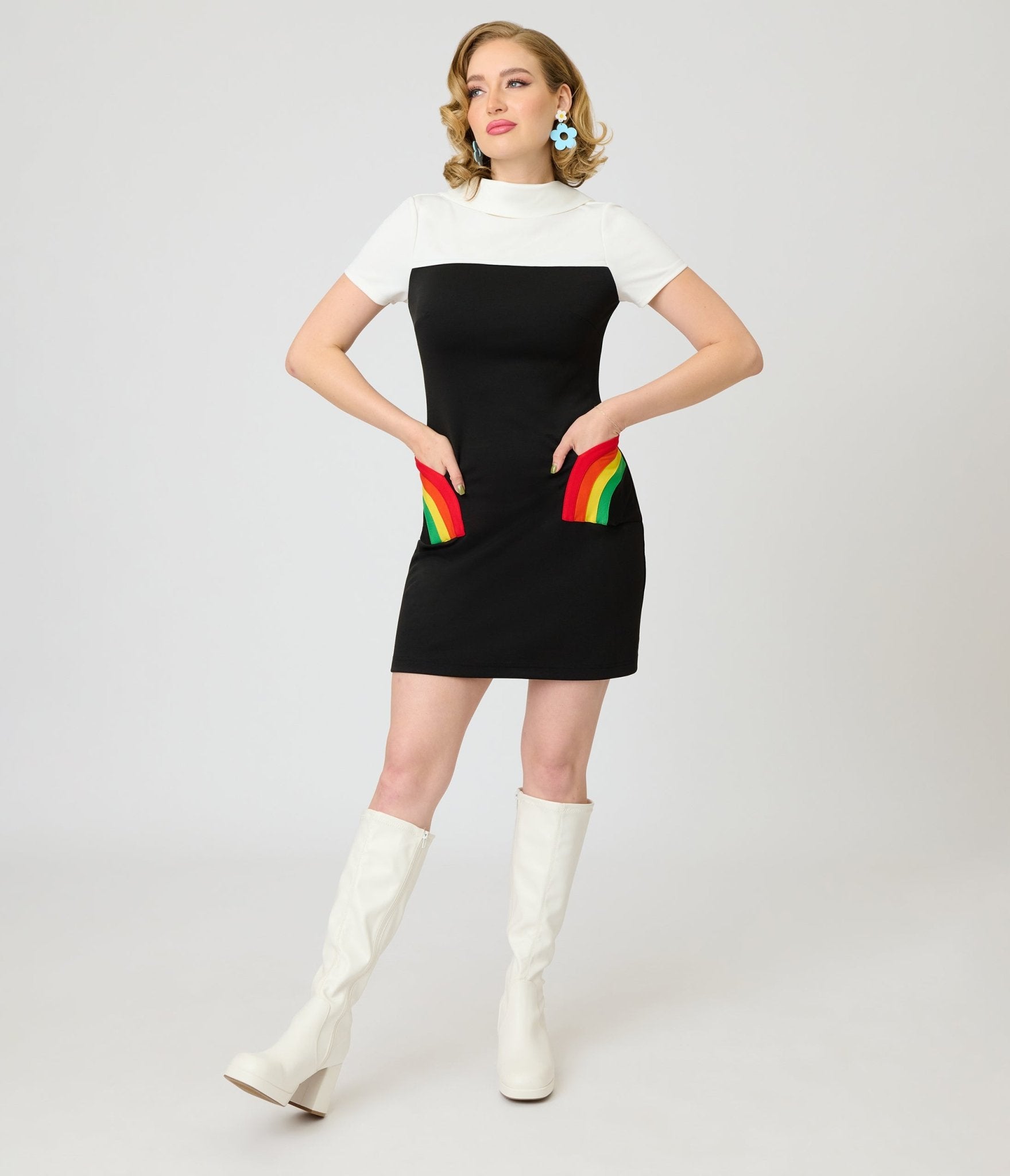 Smak Parlour Black & Rainbow Pockets Shift Dress XL/14-16