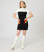 Smak Parlour Black & Rainbow Pockets Shift Dress - Unique Vintage - Womens, DRESSES, SHIFTS