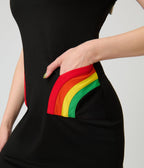 Smak Parlour Black & Rainbow Pockets Shift Dress - Unique Vintage - Womens, DRESSES, SHIFTS