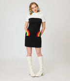 Smak Parlour Black & Rainbow Pockets Shift Dress - Unique Vintage - Womens, DRESSES, SHIFTS