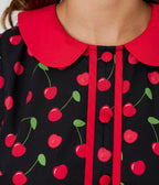 Smak Parlour Black & Red Cherry Cotton Shift Dress - Unique Vintage - Womens, DRESSES, A - LINE