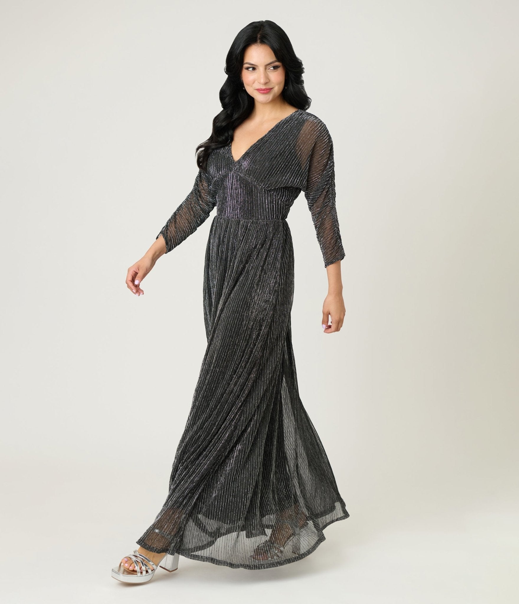 Smak Parlour Black & Silver Shimmer Maxi Dress