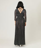Smak Parlour Black & Silver Shimmer Maxi Dress - Unique Vintage - Womens, DRESSES, MAXI
