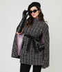 Smak Parlour Black Tweed Plaid Savile Row Cape Coat