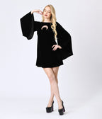 Smak Parlour Black Velvet Moon Cutout Downtown Scene Mini Dress - Unique Vintage - Womens, DRESSES, FIT AND FLARE
