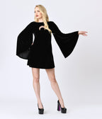 Smak Parlour Black Velvet Moon Cutout Downtown Scene Mini Dress - Unique Vintage - Womens, DRESSES, FIT AND FLARE