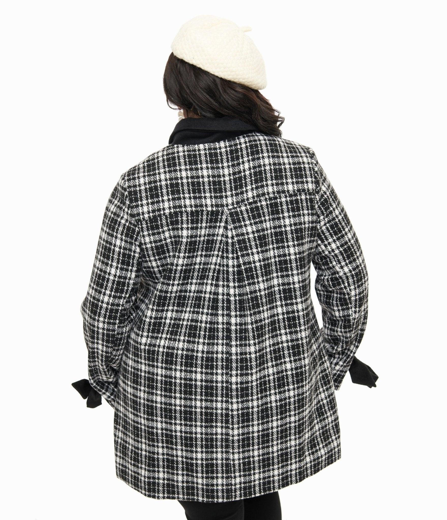 Smak Parlour Black & White Plaid Bows Topper Coat - Unique Vintage - Womens, TOPS, OUTERWEAR