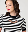 Smak Parlour Black & White Striped Bat Cutout Sweater