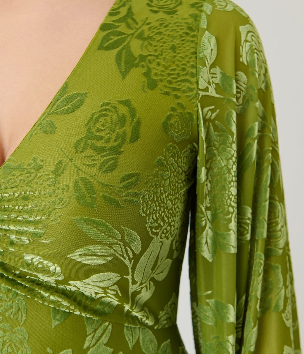 Smak Parlour Chartreuse Velvet Burnout Fringe Sleeve Stevie Maxi Dress XL/14-16 Smak Parlour Chartreuse Velvet Burnout Fringe Sleeve Stevie Maxi Dress XL/14-16