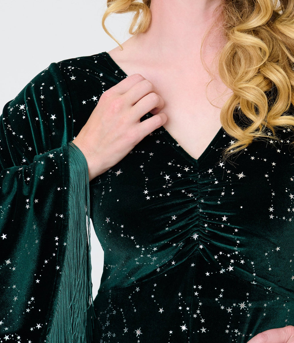 Smak Parlour Emerald & Star Print Stevie Maxi Dress - Unique Vintage - Womens, DRESSES, MAXI