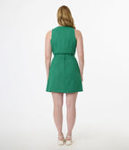 Smak Parlour Green Houndstooth A - Line Mini Skirt - Unique Vintage - Womens, BOTTOMS, SKIRTS