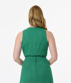 Smak Parlour Green Houndstooth Scoop Neck Vest - Unique Vintage - Womens, TOPS, OUTERWEAR