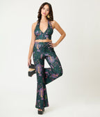 Smak Parlour Green & Mannequin Doodle Find Your Flare Pants - Unique Vintage - Womens, BOTTOMS, PANTS