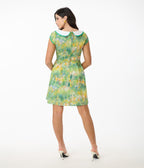 Smak Parlour Green Painted Garden Fit & Flare Dress - Unique Vintage - Womens, DRESSES, FIT AND FLARE