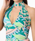 Smak Parlour Green Paisley Halter Maxi Dress - Unique Vintage - Womens, DRESSES, MAXI