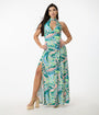 Smak Parlour Green Paisley Halter Maxi Dress