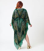 Smak Parlour Green Sequin Fringe Caftan Dress - Unique Vintage - Womens, DRESSES, CAFTAN