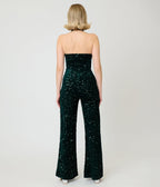 Smak Parlour Green Velvet & Sequin Glamour Goddess Jumpsuit - Unique Vintage -