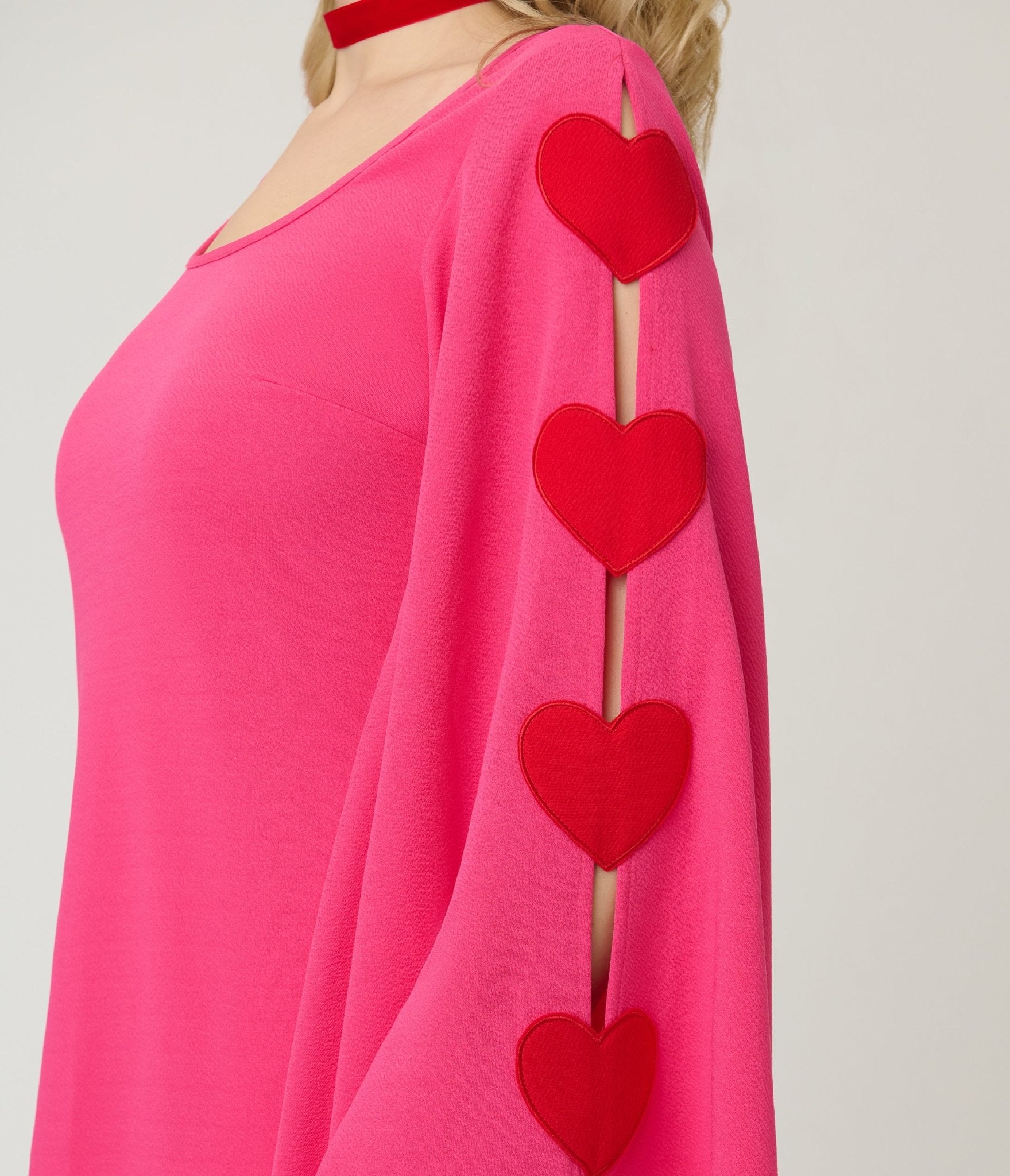 Smak Parlour Hot Pink Heart Cutout Bell Sleeve Mini Dress S/4-6 Smak Parlour Hot Pink Heart Cutout Bell Sleeve Mini Dress S/4-6
