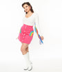 Smak Parlour Hot Pink & Rainbow Match Game Mini Skirt