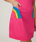Smak Parlour Hot Pink Rainbow Pocket Mod Shift Dress - Unique Vintage - Womens, DRESSES, SHIFTS