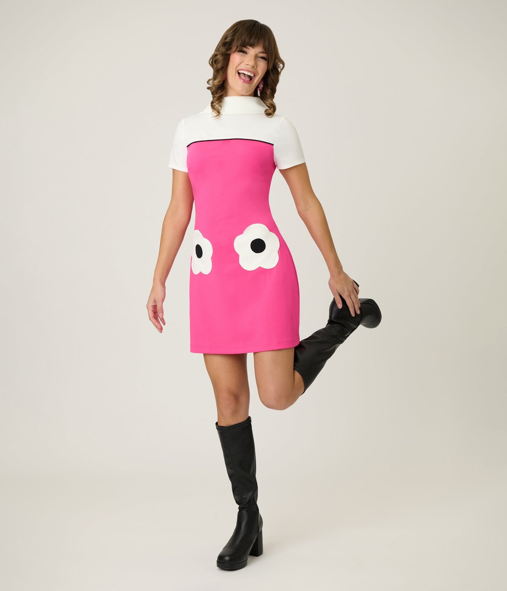 Smak Parlour Hot Pink & White Flower Pocket Dress XS/0-2