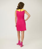 Smak Parlour Hot Pink & Yellow Petal Collar Cotton Shift Dress - Unique Vintage - Womens, DRESSES, SHIFTS