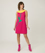 Smak Parlour Hot Pink & Yellow Petal Collar Cotton Shift Dress