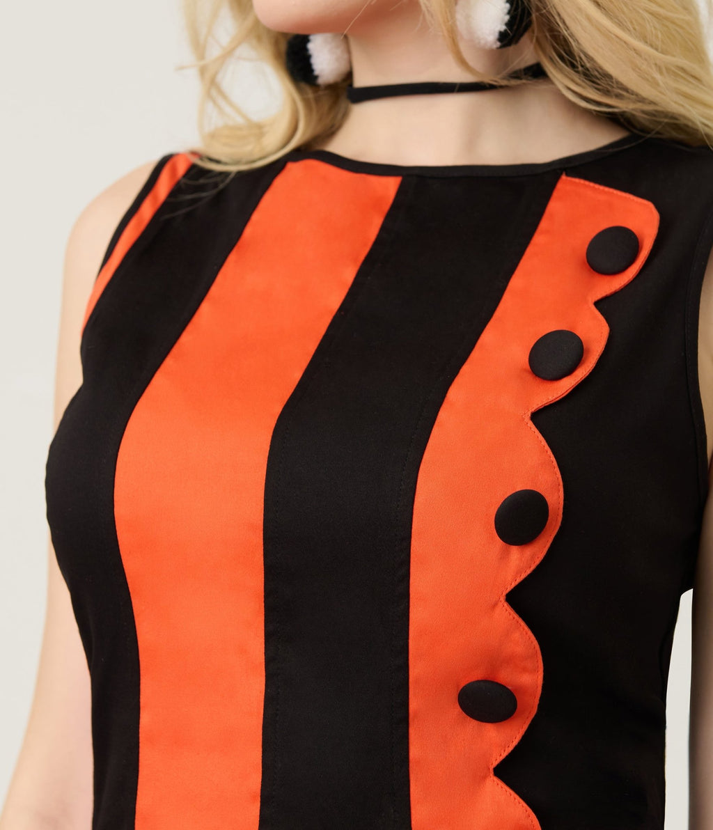Smak Parlour Orange & Black Stripe Scallop Mini Dress Unique Vintage Smak Parlour Orange & Black Stripe Scallop Mini Dress Unique Vintage