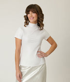 Smak Parlour Pearl White Mock Neck Knit Top - Unique Vintage - Womens, TOPS, KNIT TOPS