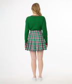 Smak Parlour Pink & Green Plaid Pickleball Pleated Mini Skirt - Unique Vintage - Womens, BOTTOMS, SKIRTS