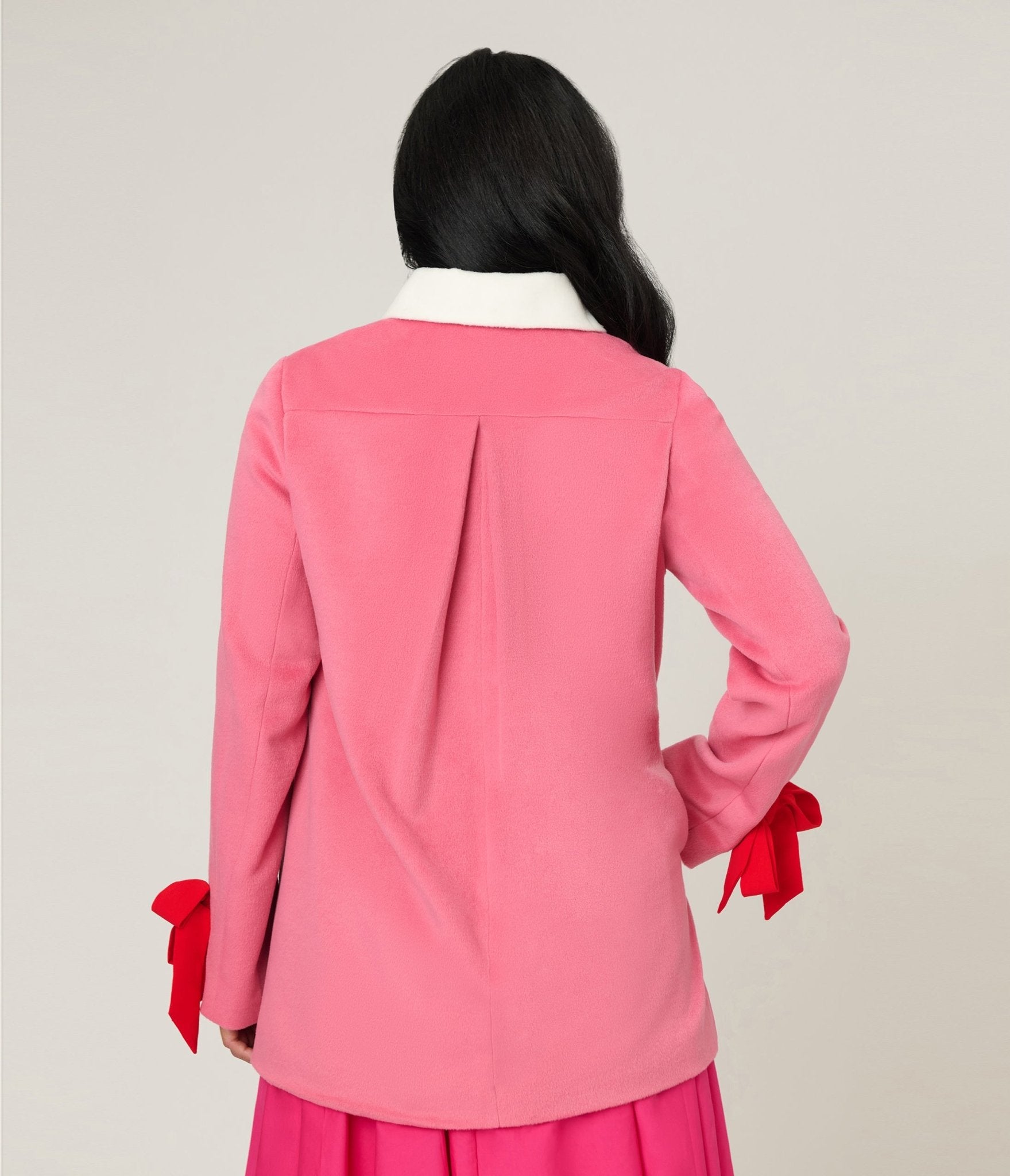Smak Parlour Pink & Red Bows Topper Coat - Unique Vintage - Womens, TOPS, OUTERWEAR
