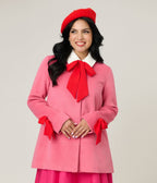 Smak Parlour Pink & Red Bows Topper Coat - Unique Vintage - Womens, TOPS, OUTERWEAR