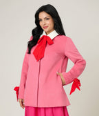 Smak Parlour Pink & Red Bows Topper Coat - Unique Vintage - Womens, TOPS, OUTERWEAR