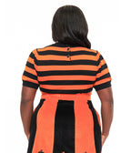 Smak Parlour Plus Size 1950s Black & Orange Stripe Heart Sweater - Unique Vintage - Womens, HALLOWEEN, TOPS