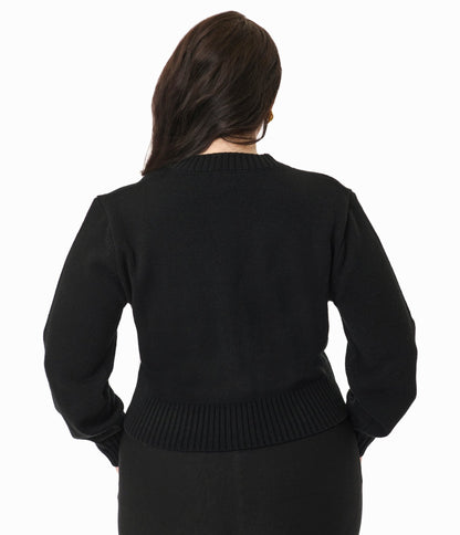 Smak Parlour Plus Size 1960s Black Monarch Butterfly Cardigan - Unique Vintage - Womens, TOPS, SWEATERS