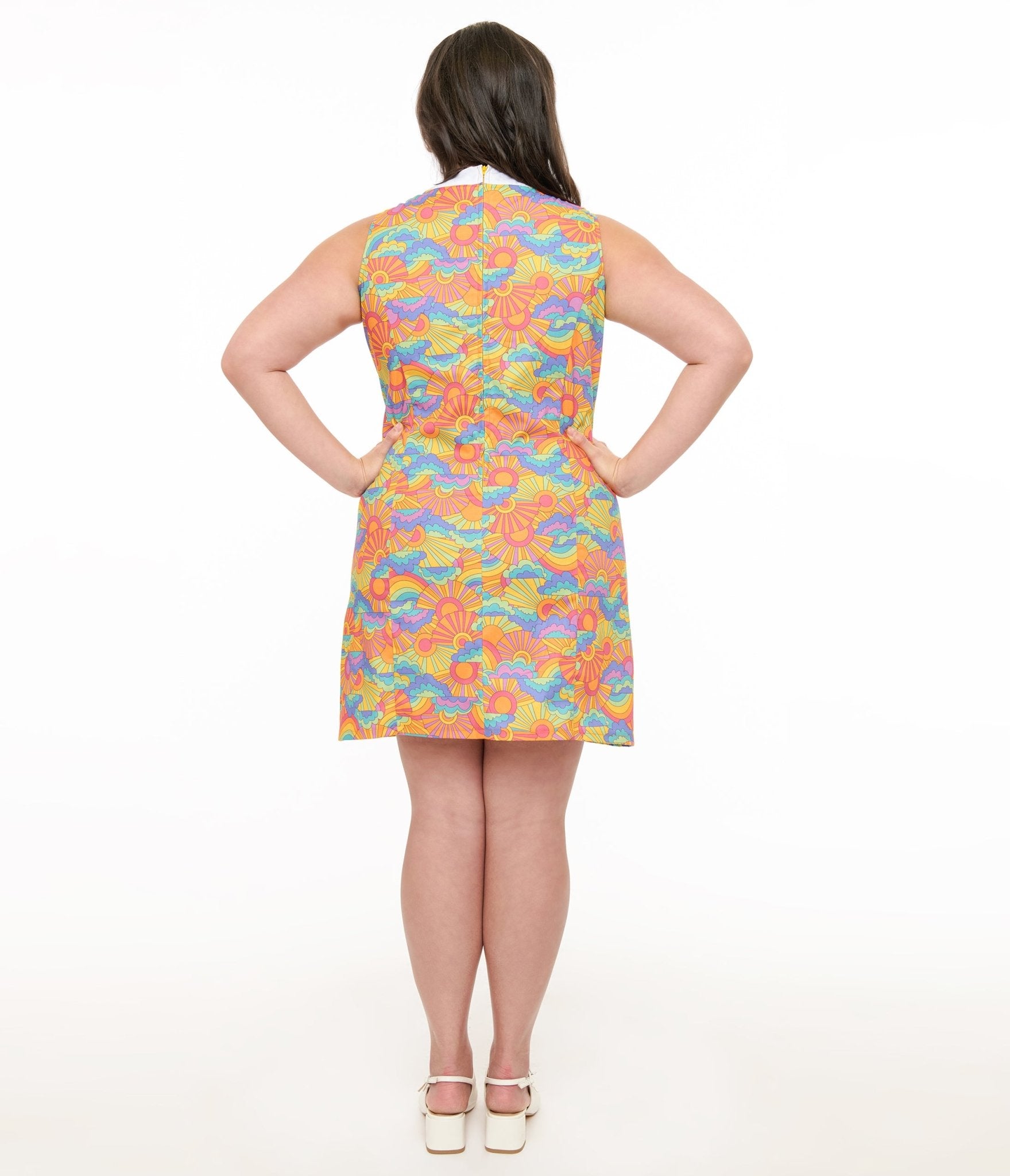 Smak Parlour Plus Size 1960s Happy Groovy Rainbows Mod Shift Dress - Unique Vintage - Womens, DRESSES, SHIFTS