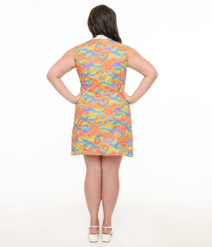 Smak Parlour Plus Size 1960s Happy Groovy Rainbows Mod Shift Dress - Unique Vintage - Womens, DRESSES, SHIFTS