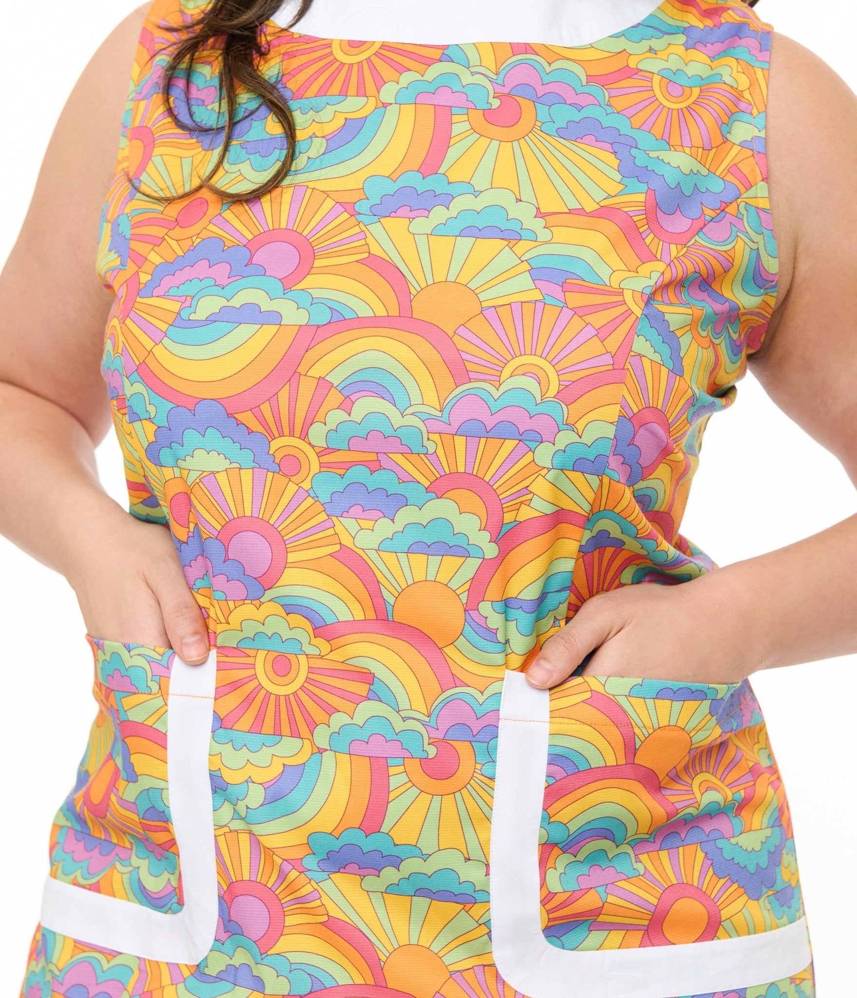 Smak Parlour Plus Size 1960s Happy Groovy Rainbows Mod Shift Dress - Unique Vintage - Womens, DRESSES, SHIFTS
