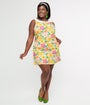 Smak Parlour Plus Size 1960s Rainbow Mod Floral Sleeveless Shift Dress