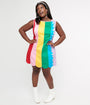 Smak Parlour Plus Size 1960s Rainbow Stripe Scallop Mini Dress