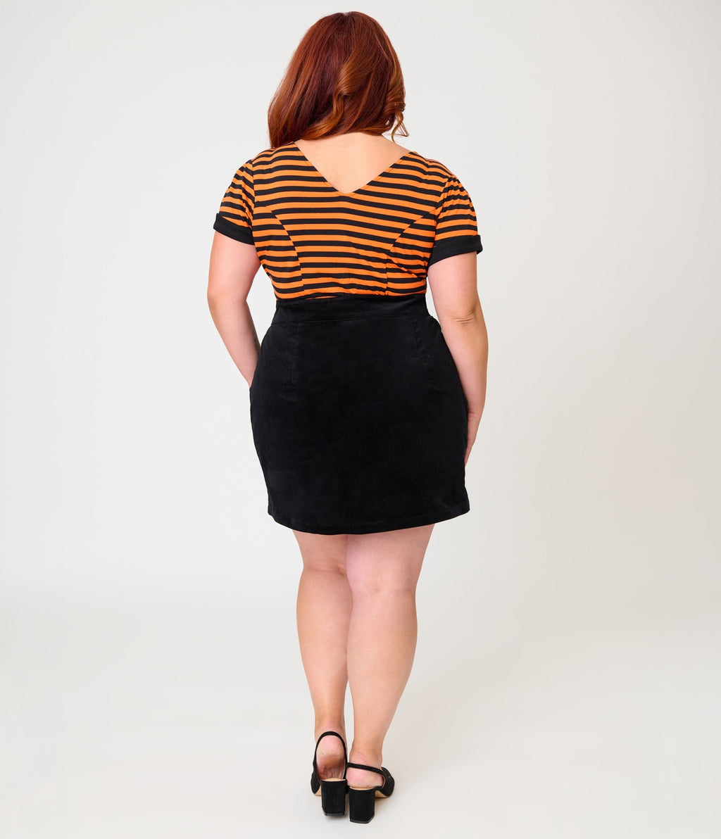 Smak Parlour Plus Size Black Cat & Pumpkin Pocket Mini Skirt - Unique Vintage - Womens, BOTTOMS, SKIRTS