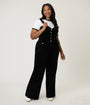 Smak Parlour Plus Size Black Corduroy Wide Leg Dungarees