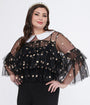 Smak Parlour Plus Size Black Daisy Mesh Ruffle Top